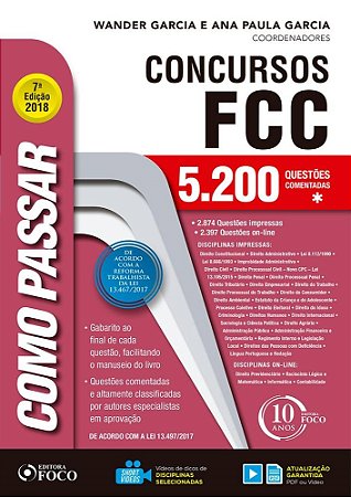 Livro Como Passar em Concursos FCC - 5100 Questões Comentadas - Garcia - Foco