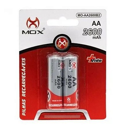 Pilha Recarregável Aa-2600 Mah Blister 2 Unidades Mox Ni-mh