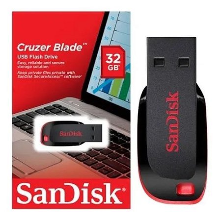Pendrive Sandisk Cruzer Blade 32gb Original 2.0 Preto