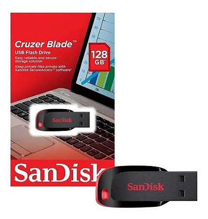 Pendrive Sandisk Cruzer Blade 128gb Original 2.0 Preto