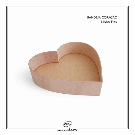 Bandeja Coração laterais madeira 6cm de altura