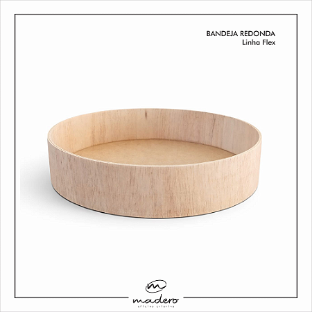Bandeja redonda laterais madeira 6cm de altura