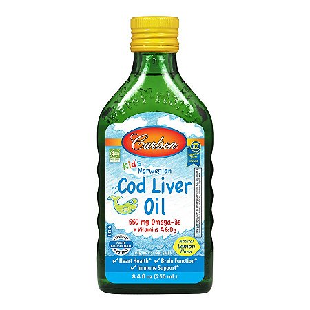 Óleo de fígado de bacalhau infantil (Kid's Cod Liver Oil) - Carlson Lab - 250 ML