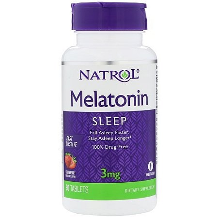 Melatonina Sublingual Morango, 3 mg - 90 Comprimidos