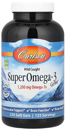 Super Omega-3 Gems de Origem Selvagem, 250 Cápsulas Softgel - Carlson