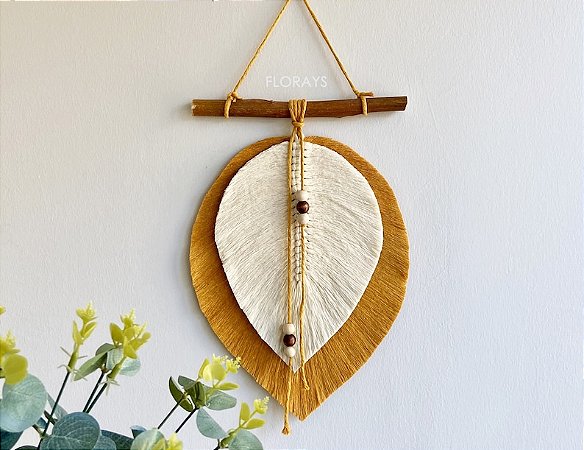 Painel de Parede Folhas Macramê