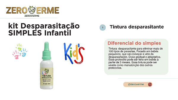 Desparasitação Hulda Clark INFANTIL SIMPLES (protocolo 3 meses á 11 anos)