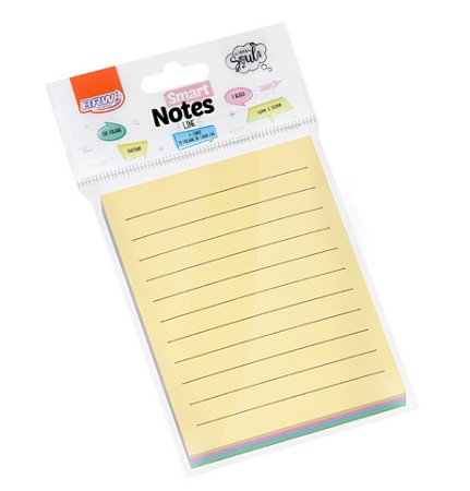 Bloco Adesivado Smart Notes Pautado Pastel Colorido 76x102 mm