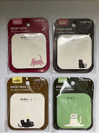 Bloco Adesivo Fofo Gatinhos Divertidos 70x70mm