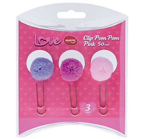 Clip Pom Pom Love Pink 50 MM BT C/ 3 un Molin