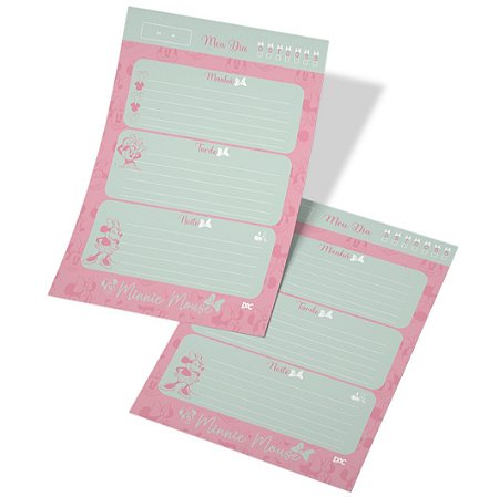 Bloco diário de anotações da Minnie com 30 folhas