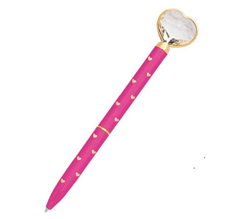 Caneta Coração Diamente Love Pink