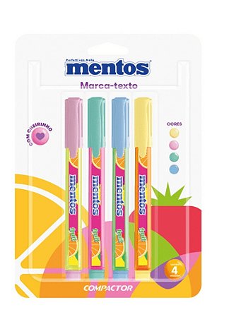Marca texto Mentos 4 cores pastel
