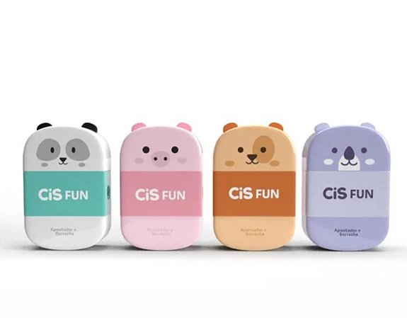 Apontador com depósito e borracha Cis Fun