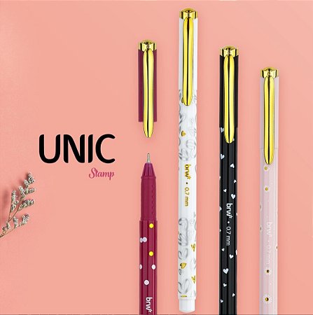 Caneta Esferográfica Unic Stamp 0.7mm Tinta Azul BRW