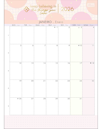 Calendário Planner de Mesa 2026 Tilibra Soho com Visão Mensal + Anotações para Decorar e Organizar