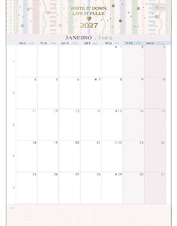 Calendário Planner de Mesa 2027 Tilibra Soho com Visão Mensal + Anotações para Decorar e Organizar