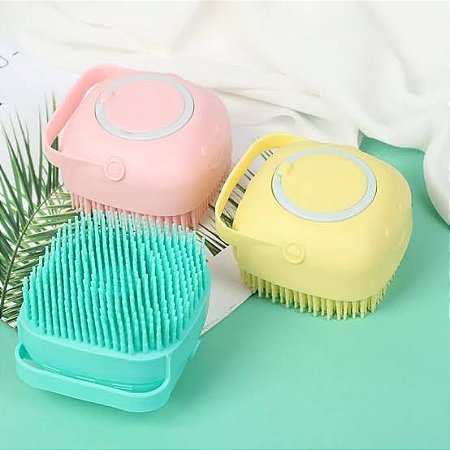 Esponja de Silicone Para Banho Massageador Com Dispenser Para sabonete