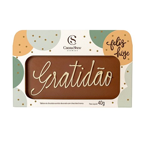 Barra de chocolate 40g 'Gratidão' - Cacau Show