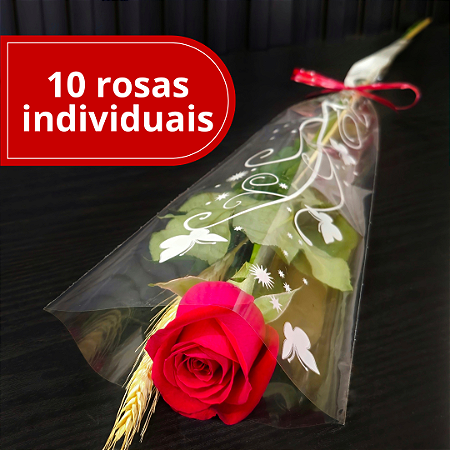 10 Rosas Individuais Vermelhas