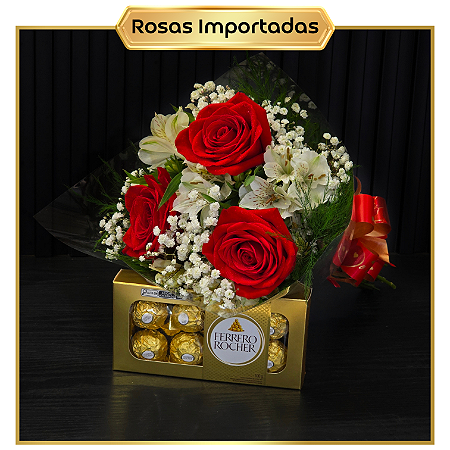 Kit Mariza - Rosas IMPORTADAS + Ferrero Rocher 100g