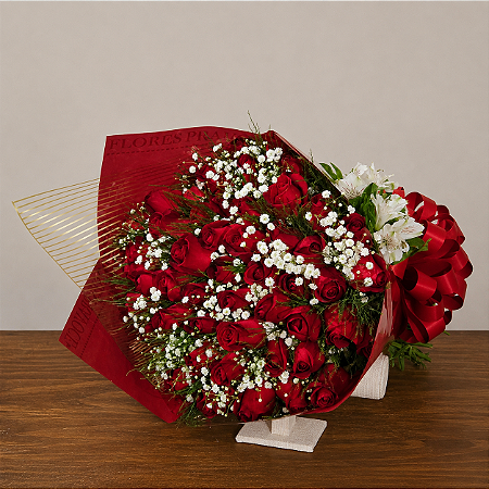 Buquê Imponenza - 50 Rosas Nacionais