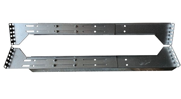 Suporte Trilho Universal Fixo 2U Longitudinal Para Servidores e Nobreaks 600mm / 800mm Fixação Rack - Par