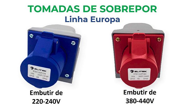 Tomada de Sobrepor Industrial Linha Europa - Elitek