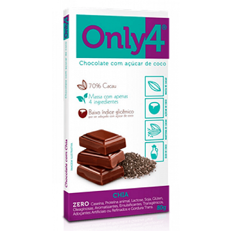 Chocolate com Chia 70% 80g Only4