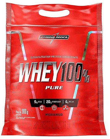 Whey 100% Pure Morango 900g Integralmédica