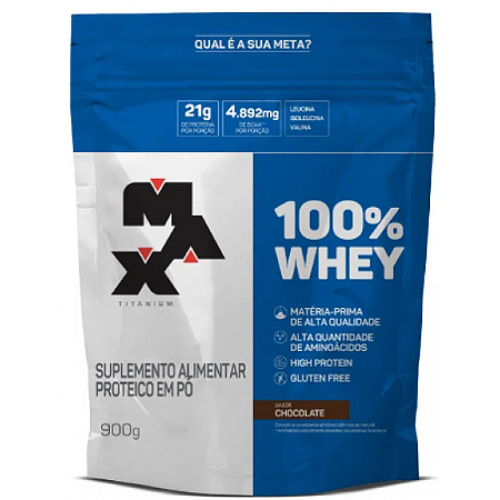 Whey 100% Chocolate Refil 900g Max Titanium