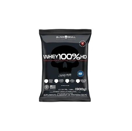 Whey 100% HD Refil Morango 900g Black Skull