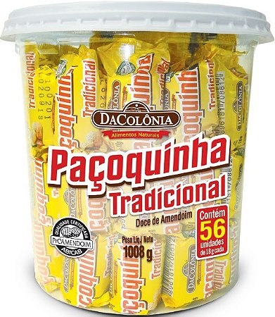 Paçoquinha Rolha Tradicional Pote 1kg Da Colônia