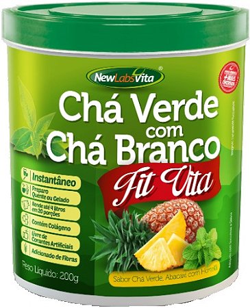 Chá Verde com Chá Branco sabor Abacaxi com Hortelã 200g New Labs Vita