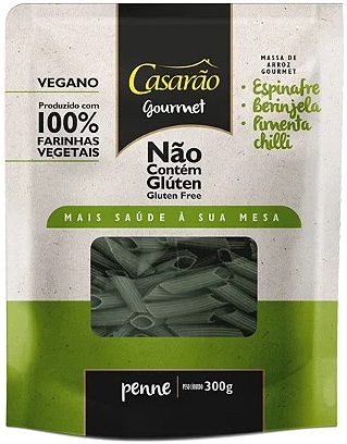 Macarrão Penne com Espinafre, Berinjela e Pimenta 300g Casarão