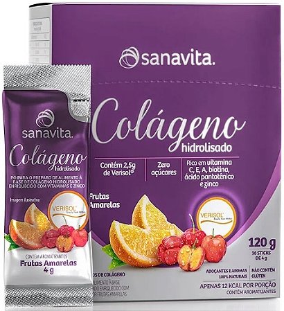 Colágeno Hidrolisado Verisol Frutas Amarelas 30 Sachês de 4g Sanavita