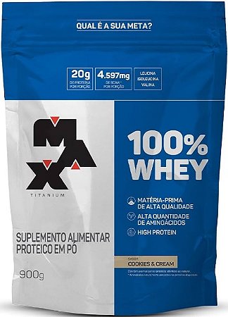 Whey 100% Cookies & Cream Refil 900g Max Titanium