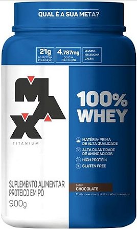 Whey 100% Chocolate Pote 900g Max Titanium