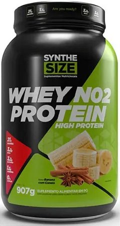 Whey NO2 Protein sabor Banana e Canela Pote 907g Synthesize