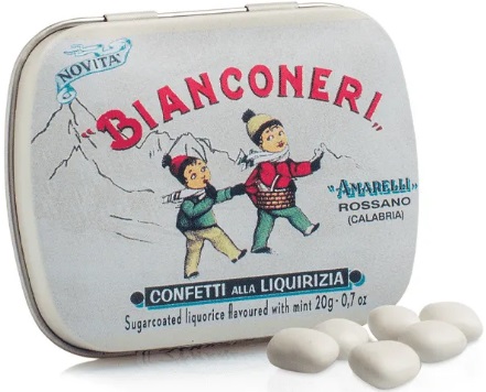 Alcaçuz com Hortelã e Açúcar Branco Bianconeri 20g Amarelli