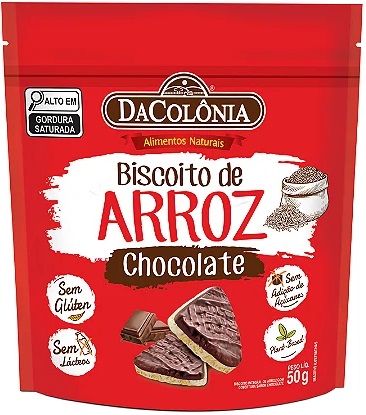 Biscoito de Arroz com Chocolate 50g Da Colônia