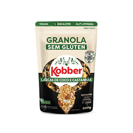Granola Sem Glúten Lascas de Coco e Castanhas 200g Kobber