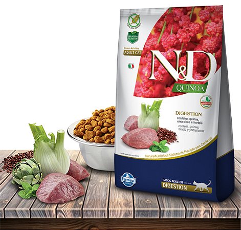 Ração Seca Farmina N&D Quinoa Feline Digestion Cordeiro para Gatos Adultos - 7,5 Kg