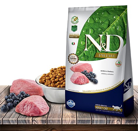 Ração Seca Farmina N&D Prime Feline Cordeiro & Blue para Gatos Adultos -  7,5 Kg