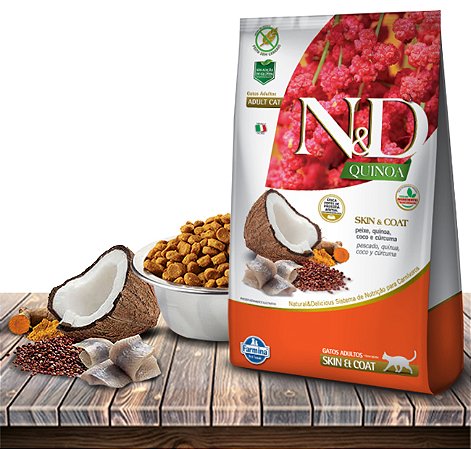 Ração Seca Farmina N&D Quinoa Feline Skin & Coat Peixe para Gatos Adultos - 1,5Kg