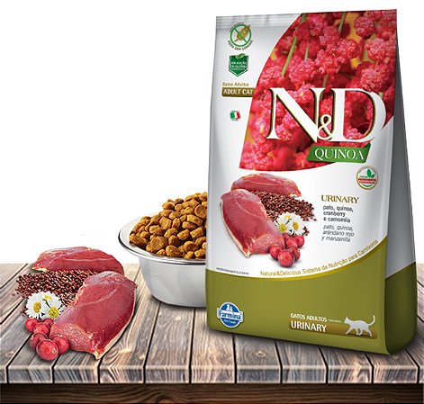 Ração Seca Farmina N&D Quinoa Feline Urinary Pato para Gatos Adultos com Trato Urinário Sensível - 1,5Kg
