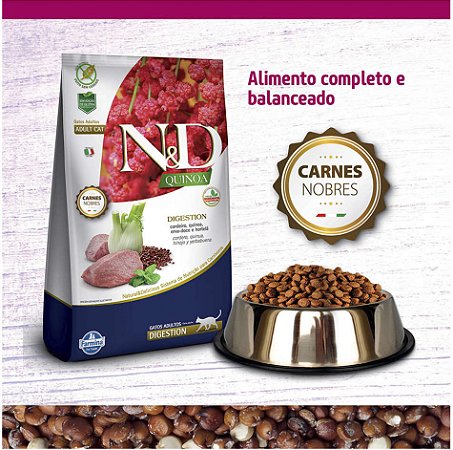 Ração Seca Farmina N&D Quinoa Feline Digestion Cordeiro para Gatos Adultos - 1,5Kg