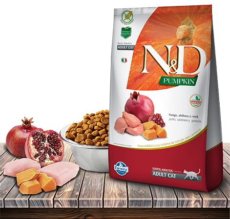 Ração Seca Farmina N&D Pumpkin Feline Frango , Abóbora & Romã para Gatos Adultos - 7,5kg