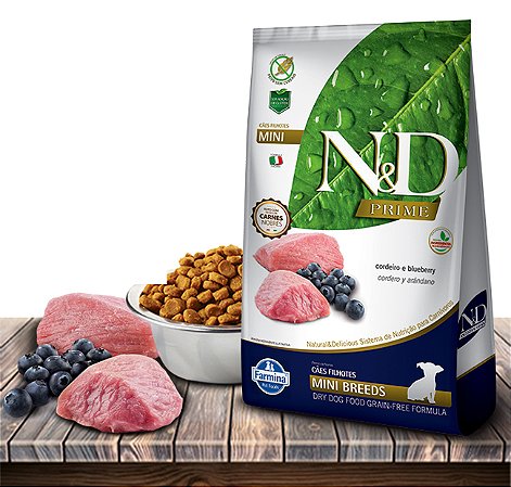 Ração Seca Farmina N&D Prime Canine Cordeiro & Blue Puppy Mini Breeds para Cães Filhotes de Raças Pequenas - 800Gr