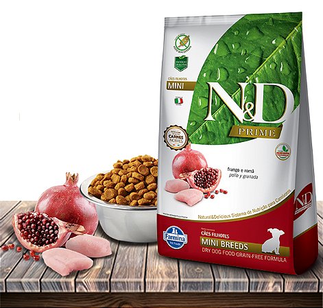 Ração Seca Farmina N&D Prime Canine Frango & Romã Puppy Mini Breeds para Cães Filhotes de Raças Pequenas - 800Gr